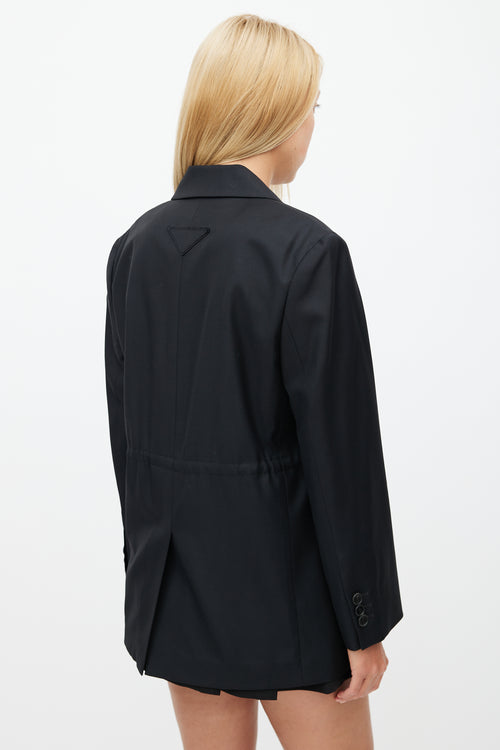 Prada Black Wool Drawstring Blazer