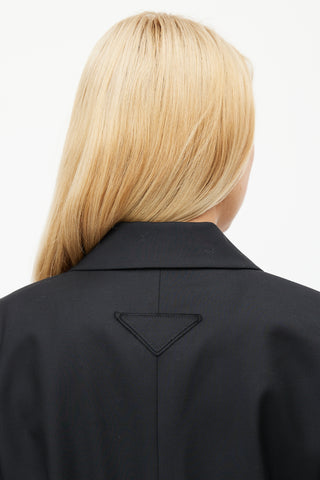 Prada Black Wool Drawstring Blazer