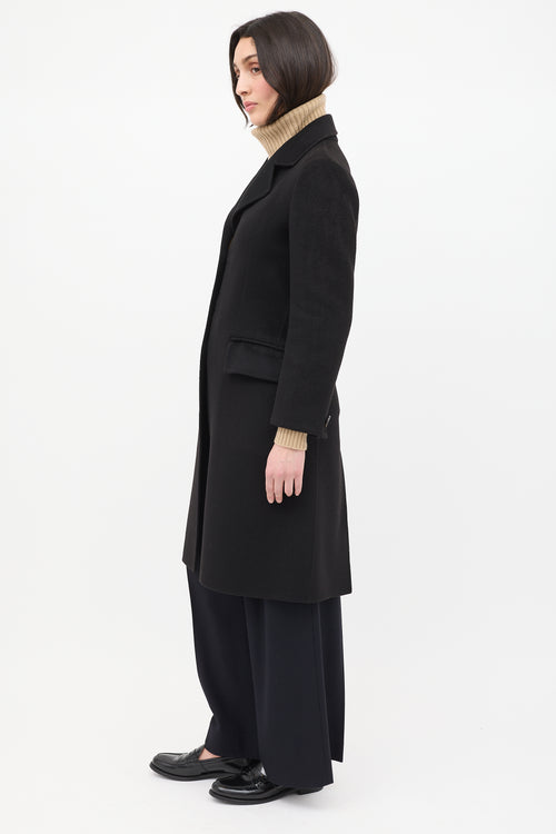 Prada Black Wool Mid Length Coat