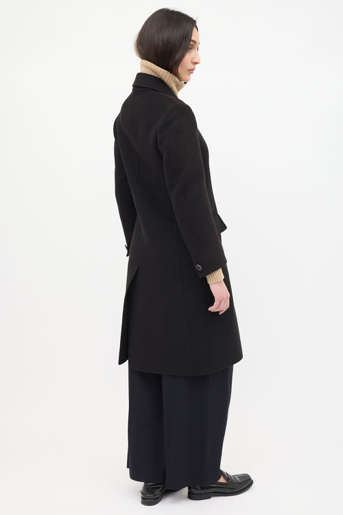 Prada Black Wool Mid Length Coat