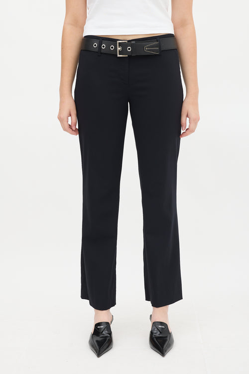 Prada Black Wool 
Nylon Flared Trouser