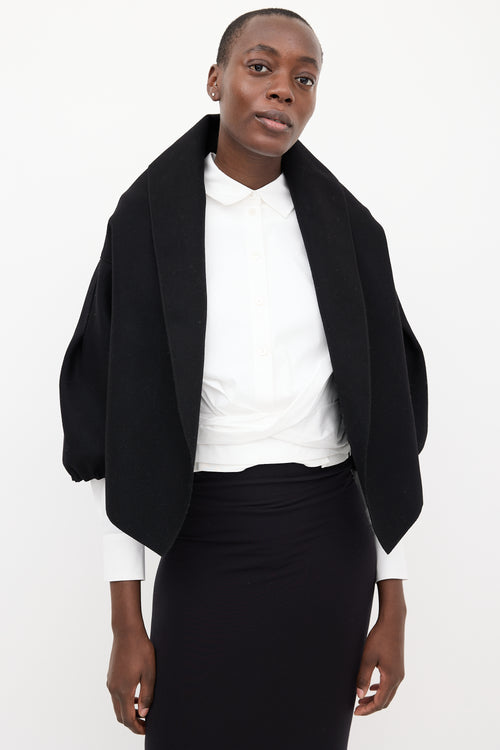 Prada Black Wool Puff Sleeve Bolero Jacket