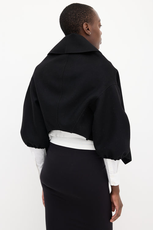 Prada Black Wool Puff Sleeve Bolero Jacket