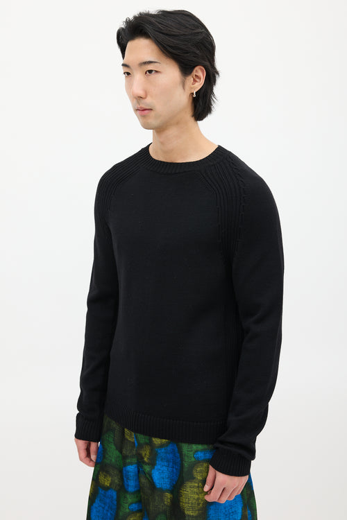 Prada Black Wool Ribbed Knit Sweater