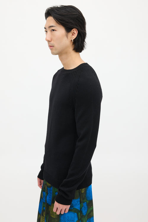 Prada Black Wool Ribbed Knit Sweater