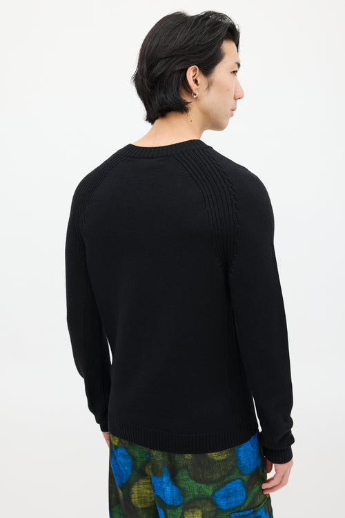 Prada Black Wool Ribbed Knit Sweater