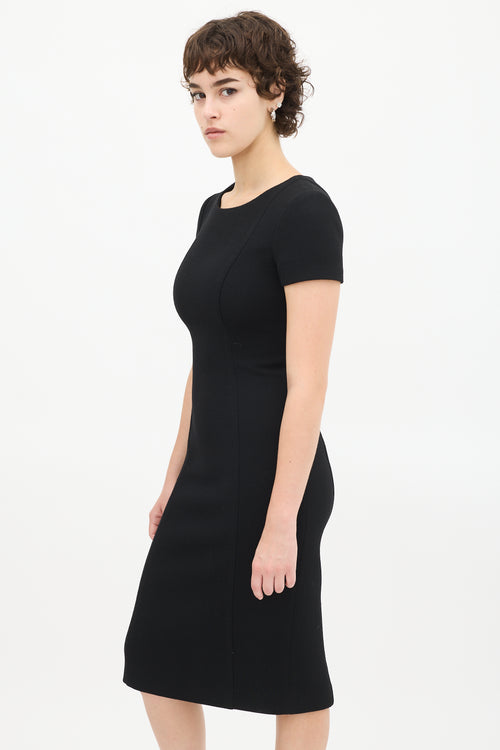 Prada Black Wool Short Sleeve Sheath Dress