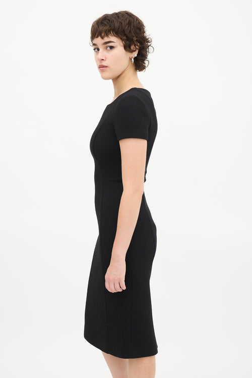 Prada Black Wool Short Sleeve Sheath Dress