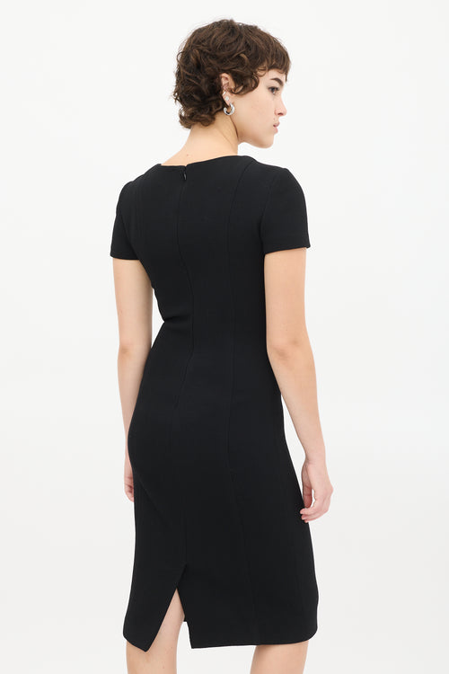 Prada Black Wool Short Sleeve Sheath Dress