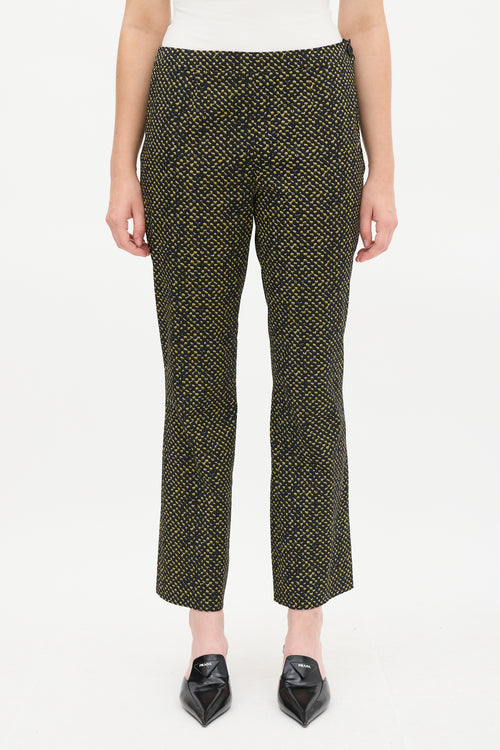 Prada Black 
Yellow Wool Printed Trouser