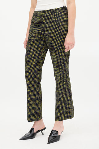 Prada Black 
Yellow Wool Printed Trouser