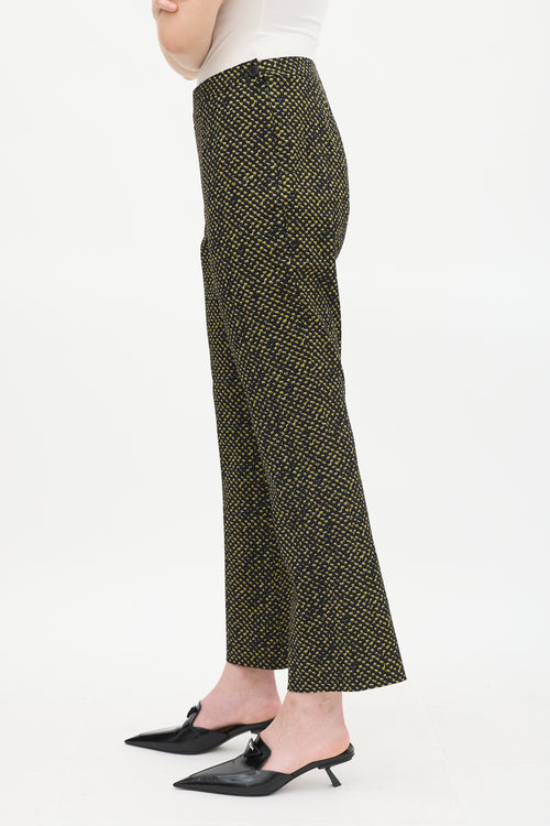 Prada Black 
Yellow Wool Printed Trouser