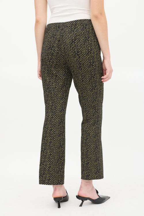 Prada Black 
Yellow Wool Printed Trouser