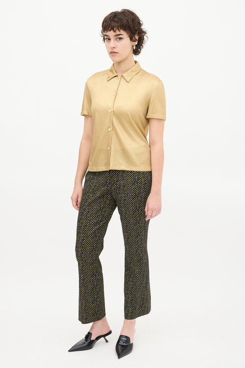 Prada Black 
Yellow Wool Printed Trouser