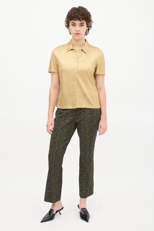 Prada Black 
Yellow Wool Printed Trouser