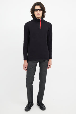 Prada Black Zip Logo Turtleneck