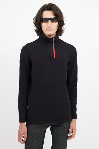 Prada Black Zip Logo Turtleneck