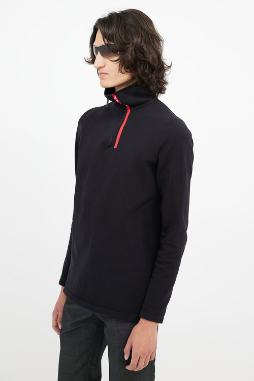 Prada Black Zip Logo Turtleneck