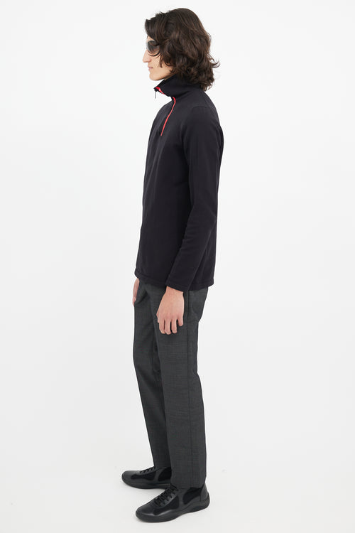 Prada Black Zip Logo Turtleneck