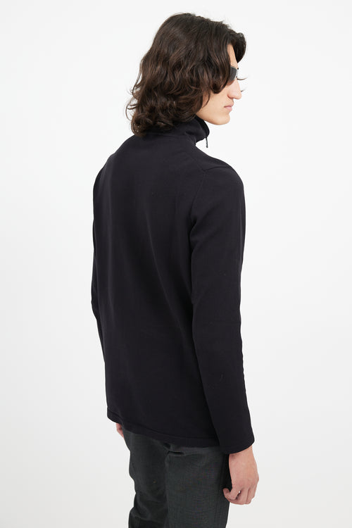 Prada Black Zip Logo Turtleneck