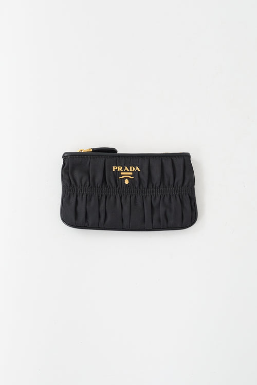 Prada Black Nylon Gaufre Small Zip Pouch