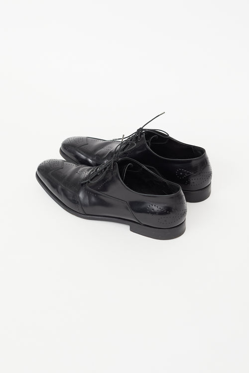 Prada Black Leather Baroque Oxford