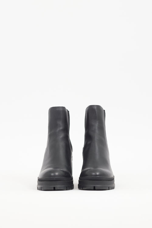 Prada Black Leather Heeled Chelsea Boot