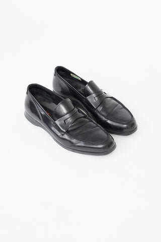 Prada Black Leather Penny Almond Toe Loafer