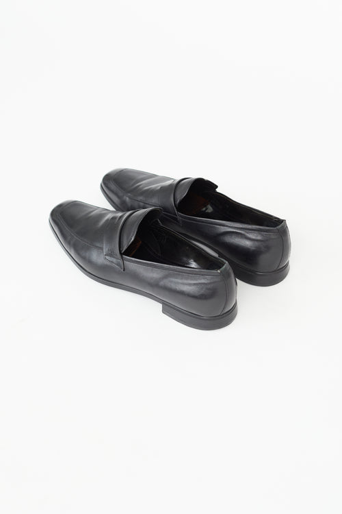 Prada Black Leather Penny Square Toe Loafer