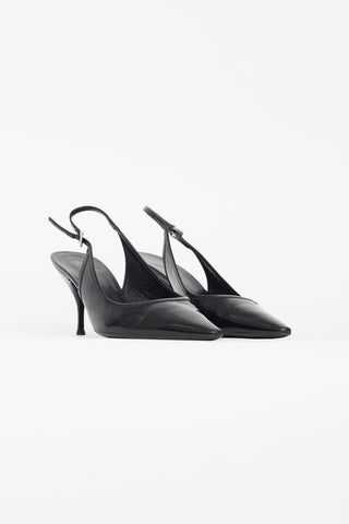 Prada Black Leather Slingback Heel