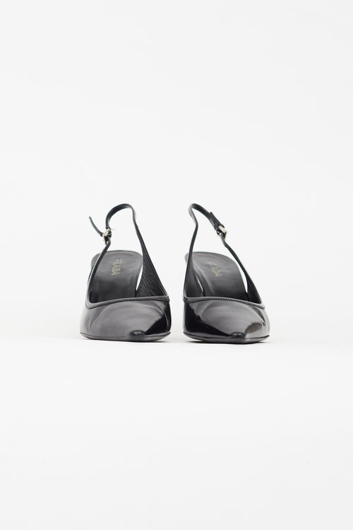 Prada Black Leather Slingback Heel