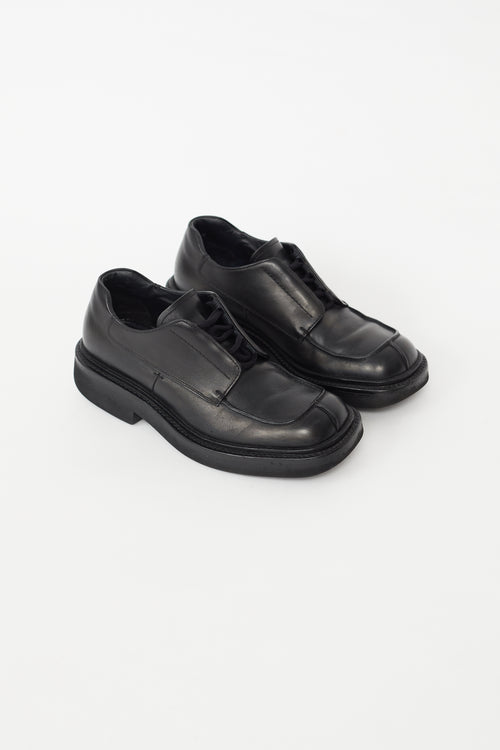 Prada Black Leather Square Toe Oxford