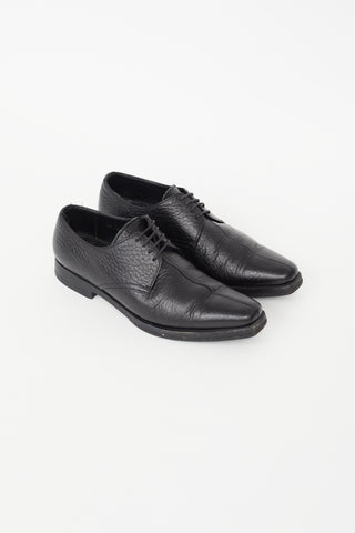 Prada Black Leather Square Toe Oxford