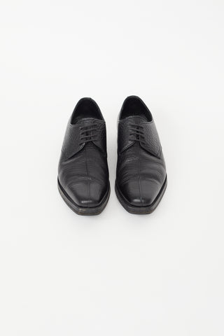 Prada Black Leather Square Toe Oxford