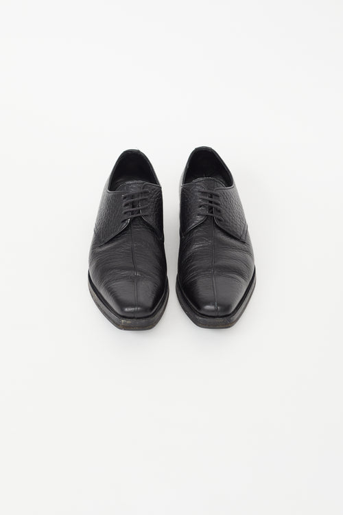 Prada Black Leather Square Toe Oxford