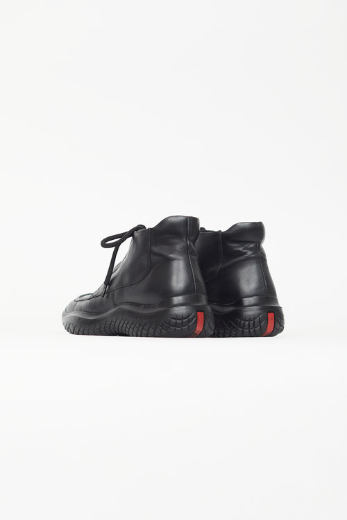 Prada Black Moc Toe Leather Sneaker