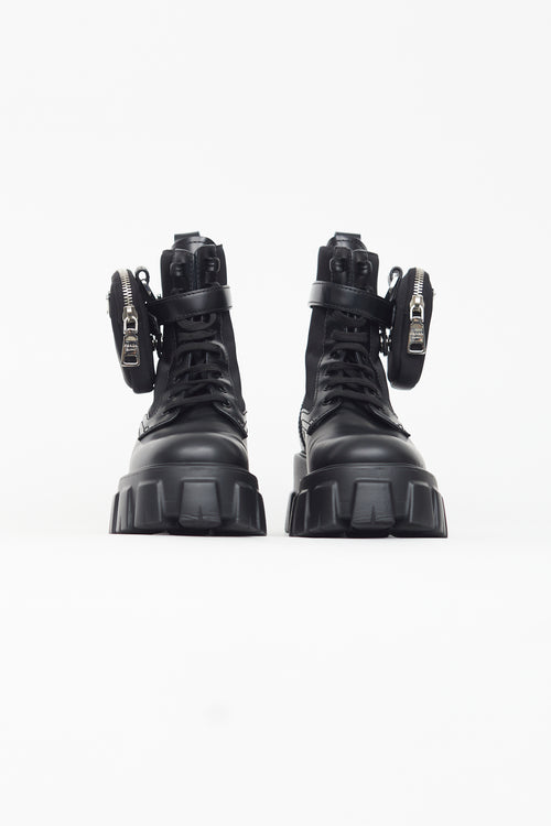 Prada Black Monolith Leather Lug Sole Boot