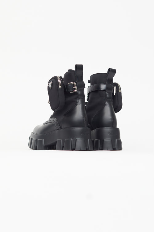 Prada Black Monolith Leather Lug Sole Boot