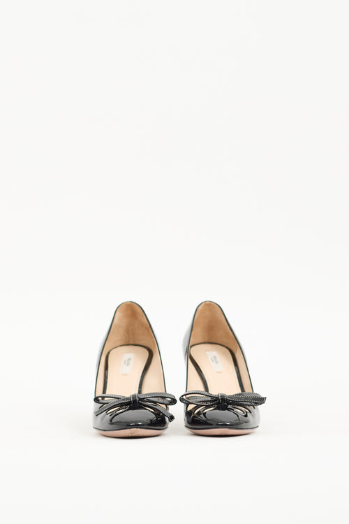 Prada Black Patent Cutout Bow Pump