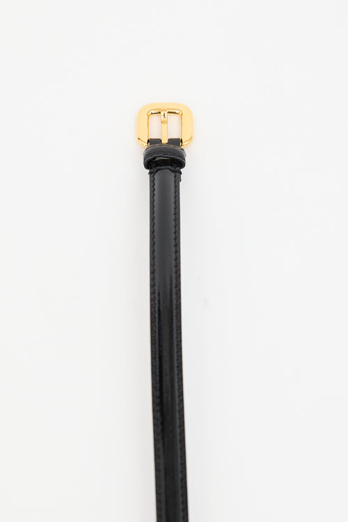 Prada Black Patent Leather Bow Belt