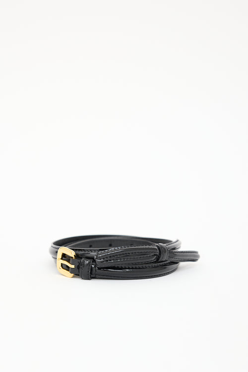 Prada Black Patent Leather Bow Belt