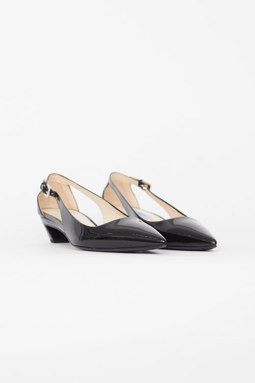 Prada Black Patent Pointed Toe Heel