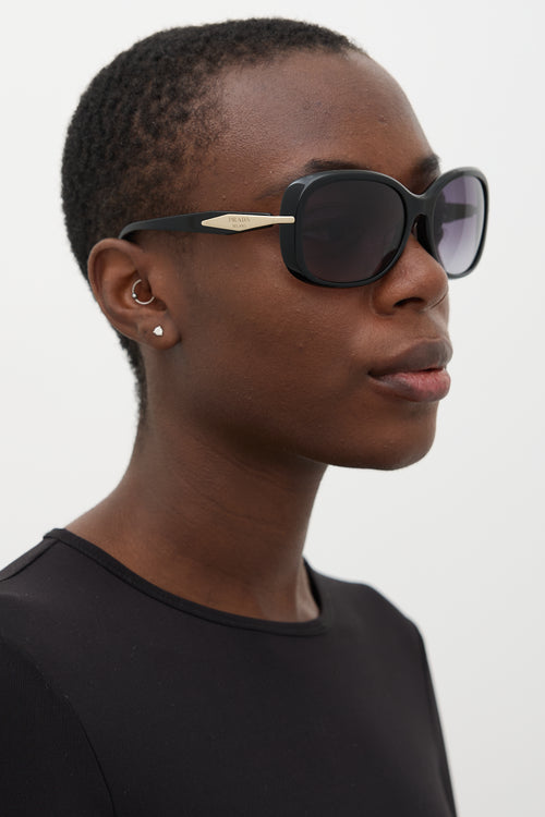 Prada Black SPR04Z Round Sunglasses