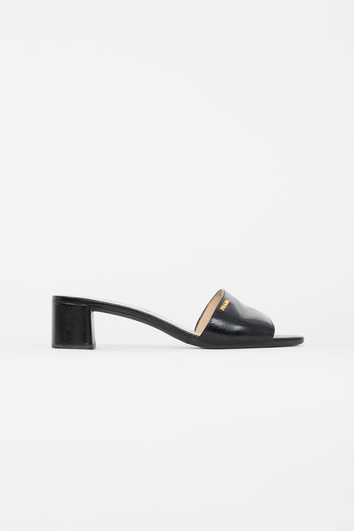 Prada Black Saffiano Leather Mule