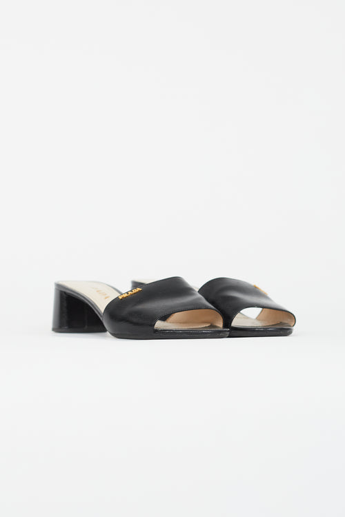 Prada Black Saffiano Leather Mule