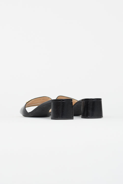 Prada Black Saffiano Leather Mule