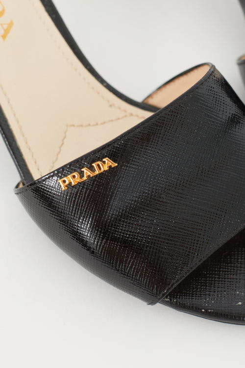 Prada Black Saffiano Leather Mule