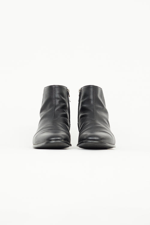 Prada Black Saffiano Leather Ankle Boot