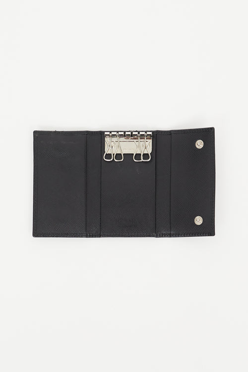 Prada Black Saffiano Leather Key Holder