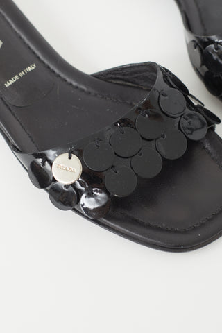 Prada Vintage Black Paillettes Embellished Mule